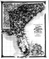 County Map of North Carolina, South Carolina, Georgia, and Florida